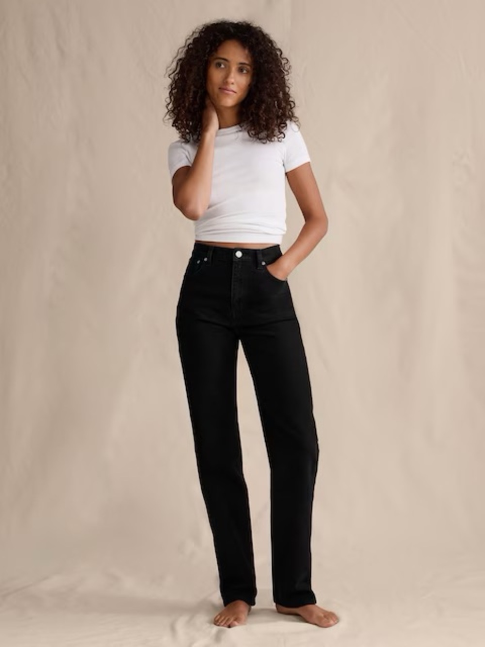 New Banana Republic 90's Straight Leg Black Denim Jeans, Size 32